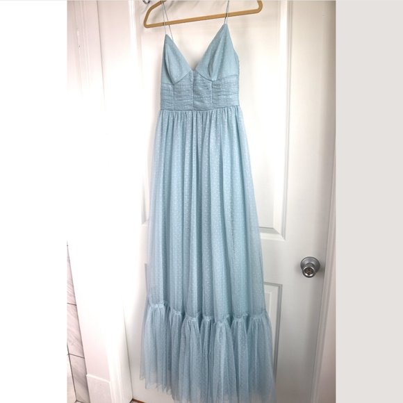 New: ASOS spot tulle maxi dress in baby blue - Picture 2 of 7